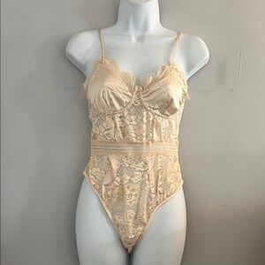 Cream lace lingerie body suit